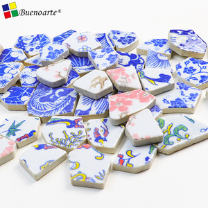 <span class=keywords><strong>Azulejos</strong></span> de <span class=keywords><strong>Mosaico</strong></span> de Cerámica Rota, Modernos, Esmaltados, Irregulares, Azules y Blancos, <span class=keywords><strong>Azulejos</strong></span> de <span class=keywords><strong>Mosaico</strong></span> de Porcelana para Manualidades al Aire Libre - Product Image 1