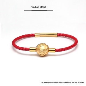 XD MB072 Bracelet en cordon rouge avec <span class=keywords><strong>perles</strong></span> dorées, style couple homme-femme, cordon en cuir, perle porte-bonheur - Product Image 2