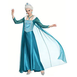 Robe de princesse Elsa avec cape, costume d'Halloween pour femme, robe de cosplay Frozen, tailles S à 4XL - Product Image 1