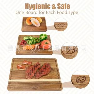 Juego de tablas de cortar de madera de acacia con soporte, rectangulares, color natural, con asa, para cocina, F58 - Product Image 2