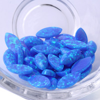 Vente en gros OP06 bleu australien opale pierres précieuses en vrac marquise cabochon à fond plat en forme de feuille synthétique opale de feu