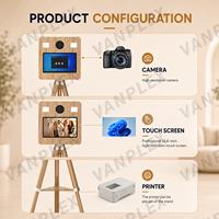 Machine à photomaton à impression instantanée, écran tactile haute résolution, éclairage LED, trépied, valise de transport en métal de qualité aéronautique pour événements