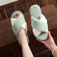 Sandal Musim Dingin Model Open-Toe untuk Wanita Pria Pasangan, Ringan, Empuk, Anti-Selip, Bulu Imitasi, Tren Pabrik, Open Toe