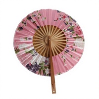 Éventail pliant chinois traditionnel oriental rond à imprimé floral, décoration murale pour la maison