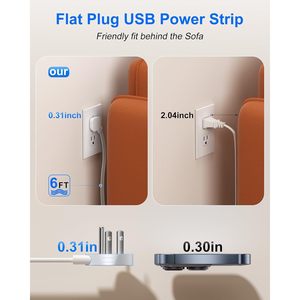 Power Strip 6Ft 4 AC Outlets 4 <b>USB</b> Ports Surge Protector Charging Station for Laptop - Product Image 2