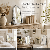 Miroir vintage en verre blanc avec cadre en bois, double usage, à suspendre ou à poser sur table, logo personnalisé OEM, décoration d'intérieur