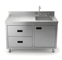 Table de préparation sanitaire autonettoyante ISO 9001 avec armoire, capacité 800 kg, tiroirs en acier inoxydable, comptoir pour boucherie