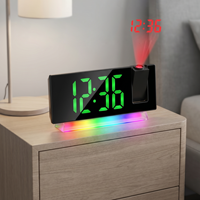 Réveil projecteur Huayang 6815 avec grand écran LED, affichage numérique de l'heure et de la température pour chambre et maison