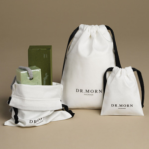 PandaSew Custom Logo White Twill Cotton Drawstring <b>Bag</b> Gift Jewelry Pouch Packaging <b>Bags</b> Perfume Clothing <b>Dust</b> <b>Bag</b> - Product Image 1