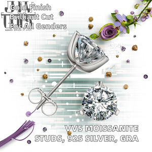 Pendientes de Flor de Plata de Ley 925 Chapados en Oro con Incrustaciones de Circonitas Brillantes de 2CT, 1CT y 3CT, Certificado GRA, Unisex - Product Image 2