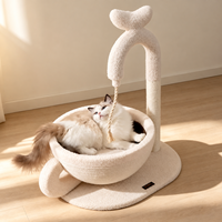 Arbre à chat en sisal naturel avec lit-coussin spacieux et griffoir pour chats de grande taille, logo personnalisé OEM/ODM