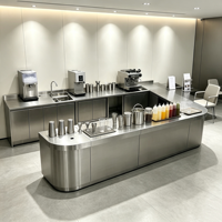 Comptoir de service sur mesure en acier inoxydable pour bar à eau, station à bubble tea et café