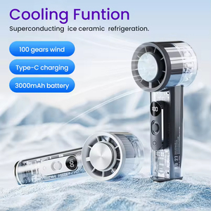 Nouveauté : Ventilateur portable à main avec écran LED, batterie 3000 mAh, logo personnalisé, rechargeable par USB, ventilateur turbo transparent à main - Product Image 6