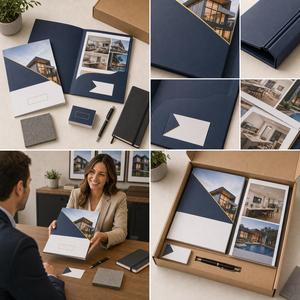 Kit de Presentación Personalizado a Todo Color con Carpeta, Folleto, Tarjeta, Cuaderno, Bolígrafo y Muestra de Muestras, Venta al Por Mayor - Product Image 4