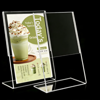 Support de menu incliné en acrylique transparent en forme de L pour table, présentoir de prospectus pour restaurant, mariage, bureau, magasin de détail