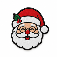 Patch brodé pour décoration de Noël, logo brodé par ordinateur, patch cadeau bonhomme de neige, patch thermocollant Père Noël en polyester