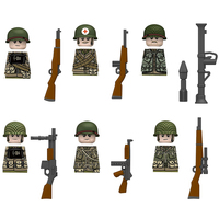 Soldats des Rangers de l'armée américaine de la Seconde Guerre mondiale avec armes à feu, figurines en blocs de construction en plastique ABS à petites particules, jouets éducatifs N683-688