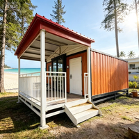 Maisonnette préfabriquée en conteneur pour vacances à la plage avec balcon, cabane isolée préfabriquée pour séjour en bord de mer et utilisation en complexe hôtelier