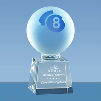 Trophée de billard en cristal transparent personnalisé avec logo, taille sur mesure, pour les sports de plein air, récompense pour la balle 8