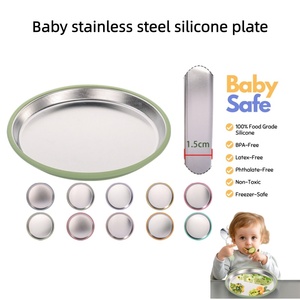 Assiette à dîner pour bébé en silicone sans BPA, à compartiments, avec ventouse, motif rayé, pour les bébés de 0 à 12 <span class=keywords><strong>mois</strong></span> et les enfants de <span class=keywords><strong>4</strong></span> ans et plus - Product Image 1