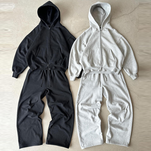 Atacado Custom Logo Sweatsuit Luxo Plain Blank Baggy Jogger Sweatpants e Hoodies Set Custom Outfits Tricô para Homens - Product Image 1