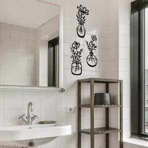 3-piece set of black metal <b>flower</b> <b>wall</b> hangings, <b>wall</b> art metal sculptures, suitable for hanging in bedrooms and living rooms. - Product Image 3