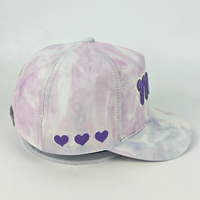 Gorra de Béisbol para Niños con Logotipo Personalizado, 5 Paneles, Bordado 3D, Estilo Tie Dye, Gorra de Sol de Tela Común para Niños y Niñas