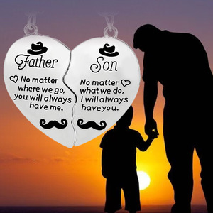 Collana Famiglia con Ciondolo a Cuore <span class=keywords><strong>Padre</strong></span> e <span class=keywords><strong>Figlio</strong></span> <span class=keywords><strong>in</strong></span> Lega <span class=keywords><strong>di</strong></span> Zinco Placcato Oro <span class=keywords><strong>di</strong></span> Alta Qualità, <span class=keywords><strong>di</strong></span> Tendenza, per Anniversario Uomo - Product Image 1