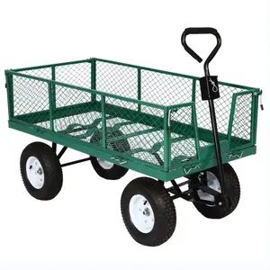 Jindeshun Garden yard work 1100LBS heavy duty foldable mesh trolley yard carts detachable metal structure