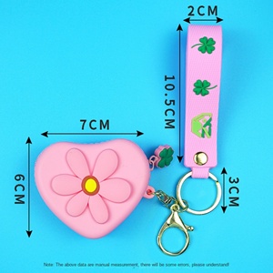 Llavero de Silicona con Forma de Corazón de Dibujos Animados, Color Personalizado, Logotipo Personalizado, Bolsa de Almacenamiento Multifuncional para Promociones Empresariales - Product Image 5