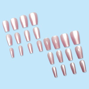 Produits de beauté de luxe Fournitures pour ongles Appuyez sur Ongles Conseils Rose Oeil de Chat Doux <span class=keywords><strong>Pastel</strong></span> rose Ongles En Gros 24pcs Doigt Réutilisable - Product Image 3
