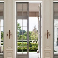 Porte d'entrée extérieure double à double battant de qualité supérieure, blanche, avec grille en verre pour villa