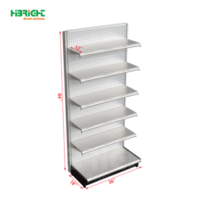 Estantería de Góndola de Doble Cara para Supermercado con Letrero Superior, 5 Niveles Ajustables, Panel Trasero de Metal Perforado, Exhibición Minorista de Doble Cara - Product Image 6