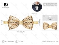 Papillon con Paillettes Dorato Pre-Annodato Metallico per Abbigliamento Formale - Product Image 1
