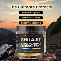 Gummies Énergisantes et Immunitaires Ausreson OEM Shilajit Original avec Ashwagandha, Shilajit Halal, Mousse de Mer et Crinière de Lion