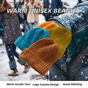 Wholesale Unisex Winter <b>Beanie</b> <b>Hats</b> Custom Logo Acrylic Warm Knitted Caps Camouflage Plaid Custom Pattern Plush Style - Product Image 2