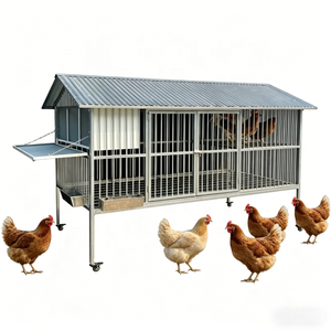 โรงเรือนเลี้ยงไก่โลหะขนาดใหญ่กลางแจ้ง พร้อมล้อเลื่อน ถาดขับถ่ายมูลไก่แบบถอดได้ง่าย เหมาะสำหรับฟาร์มหรือบ้านในสวนหลังบ้าน - Product Image 1