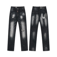 Jeans en denim décontracté pour homme, coupe slim, taille mi-haute, déchiré et vieilli, avec patchs, style italien tendance, haute qualité, transfrontalier, DSQUARED