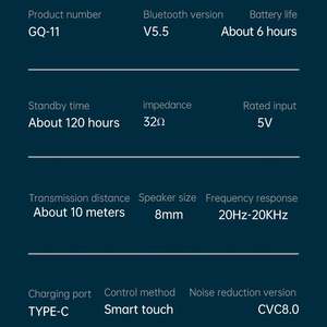 Nouveau design V5.5 Power Bank Mecha écouteur 2024 suppression de bruit dans les écouteurs sans fil petit casque casque GQ-11 - Product Image 6