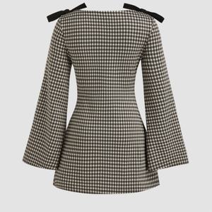 Plaid Dress Crew Neck Long <b>Sleeve</b> Fashion Sweet Style <b>for</b> <b>Women</b> - Product Image 6