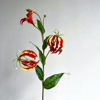 Realistische Gloriosa-Lilie Künstliche Flammenlilie 78cm Großhandel Exotische 3D-Gedruckte Seidenblumen für Boho-Hochzeit Heimdekoration