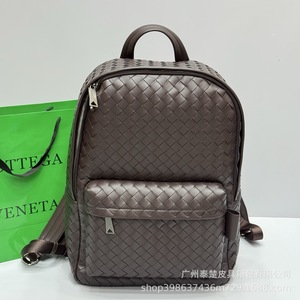Woven Leather Men's <b>Backpack</b> <b>Large</b> Capacity 14 Inch Laptop Bag Commuter Travel Casual Style - Product Image 4