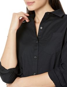 Chemise décontractée à manches longues pour femme, 100 % coton, douce, durable, respirante, écologique, été-automne, avec poches - Product Image 4