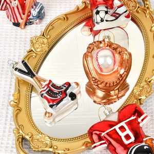 Wholesale Customizable Christmas Glass Ornaments Handmade Sports Series Ice Hockey Football Clothing Creative Dress Pendant - Product Image 5