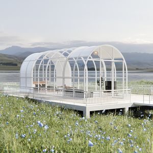 Véranda semi-circulaire mobile pour hôtel avec toit rétractable motorisé pour plage et hébergements côtiers - Product Image 1