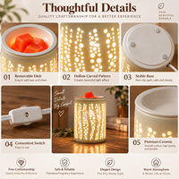 Diffuseur de cire électrique en céramique avec motif ajouré, lumière LED, brûleur d'huile parfumée, lampe aromatique pour la décoration intérieure