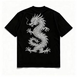 T-shirt décontracté pour homme, col rond, manches courtes, tricoté, 100 % coton, avec logo imprimé en strass et motif diamant, haute qualité, personnalisé - Product Image 5