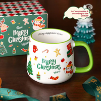 Mug de Noël personnalisable, mignon, style dessin animé, design élégant, 400 ml, tasse en céramique avec couleur latérale, tasse isotherme