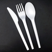 Ventes chaudes, kits de couverts jetables en CPLA de 6,5 pouces, lourds, couteau, fourchette, cuillère, serviette, ustensiles