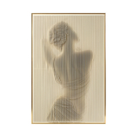 Tableau relief 3D sculpté main, déco murale minimaliste lignes concaves convexes pour salon hall d’hôtel